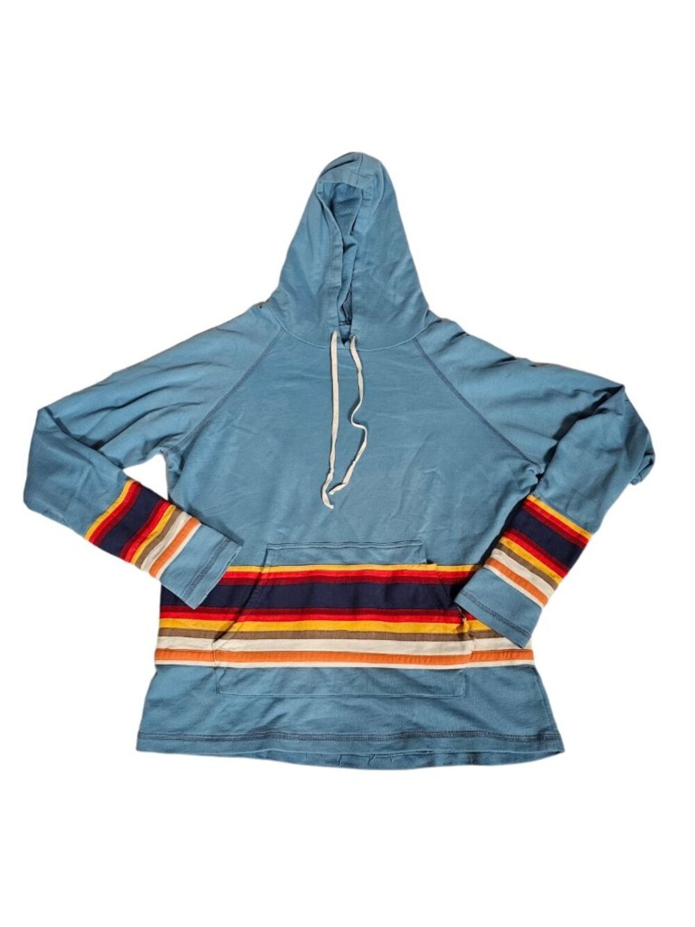 Greg Lauren Light Blue Hoodie With Mixed Stripes Mens Size 3 USA